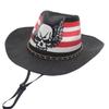 2023 Foreign Trade New Skull American Hip Hop Western Denim Cross-Border Warped Edge Jazz Top Hat Star And Striped Flag Pattern