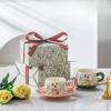 Flower Ins Coffee Cup And Saucer Set Ceramic Afternoon Tea Cup Souvenir Cup Gift Box High Value Birthday Gift