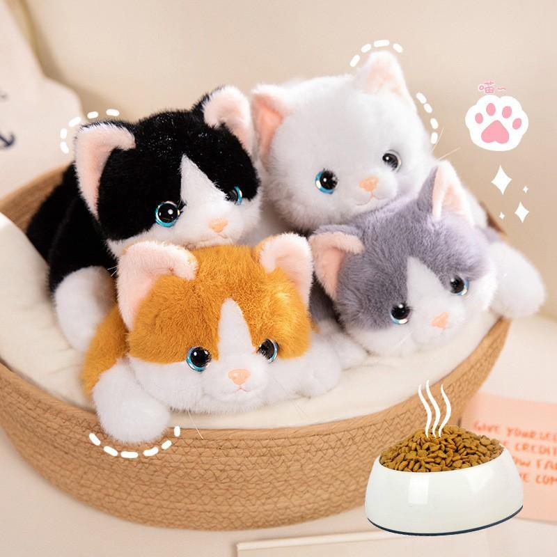 Cute Lying Cat Plush Toy Stuffed Animal, Kawaii Kitty Doll for Girls, Soft Comforting Companion for Anxiety Relief and Sleep Aid
