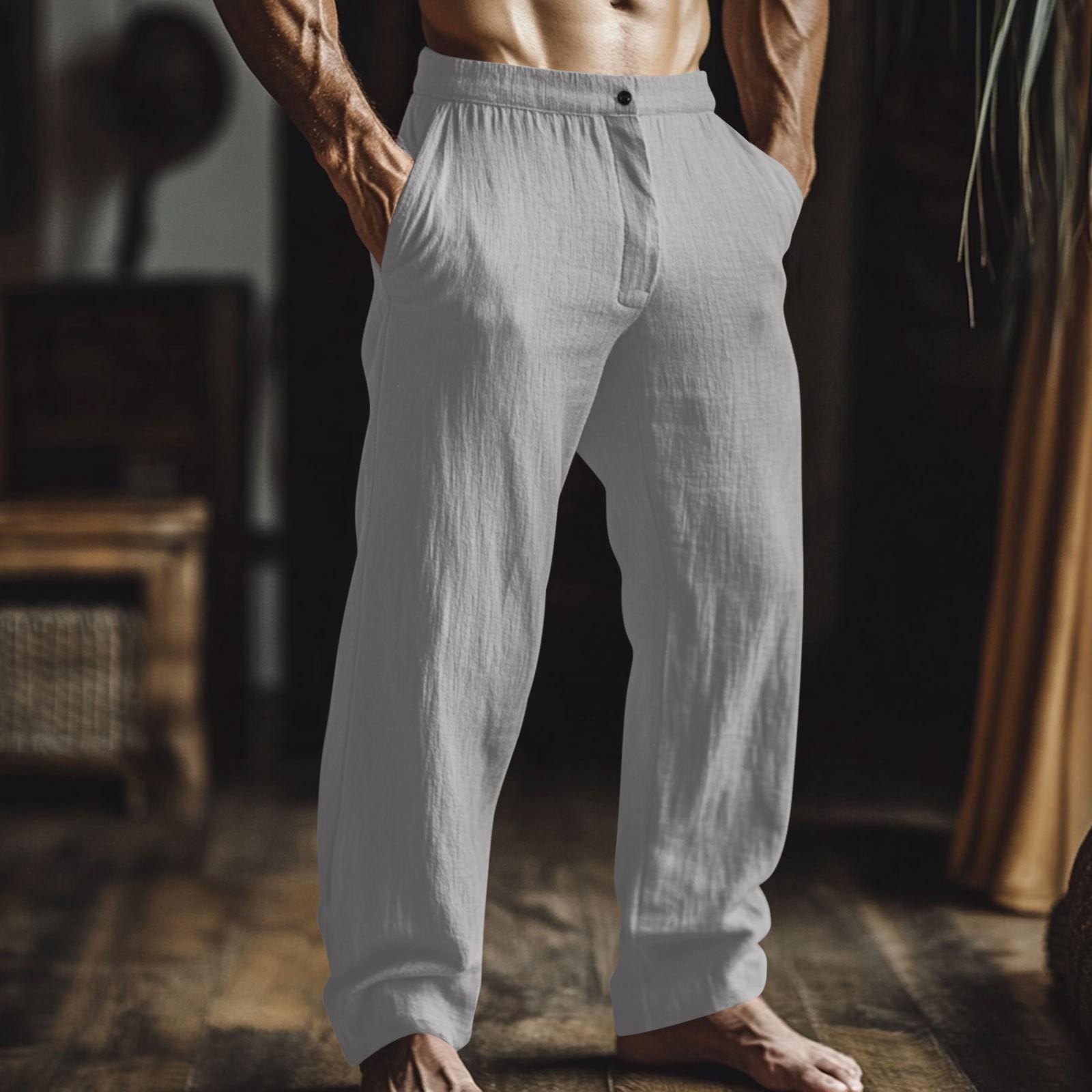 

Мужские повседневные свободные прямые летние пляжные штаны для йоги на шнурке L