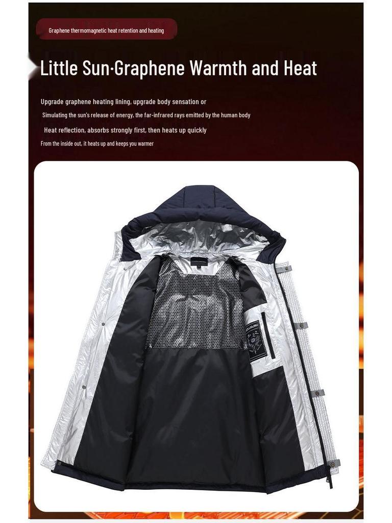 Giacca da Sci da Uomo Taglie Forti - Lunghezza Media, Addensata Calda, Piuma d'Anatra Bianca, Tre Proof Capo Invernale.