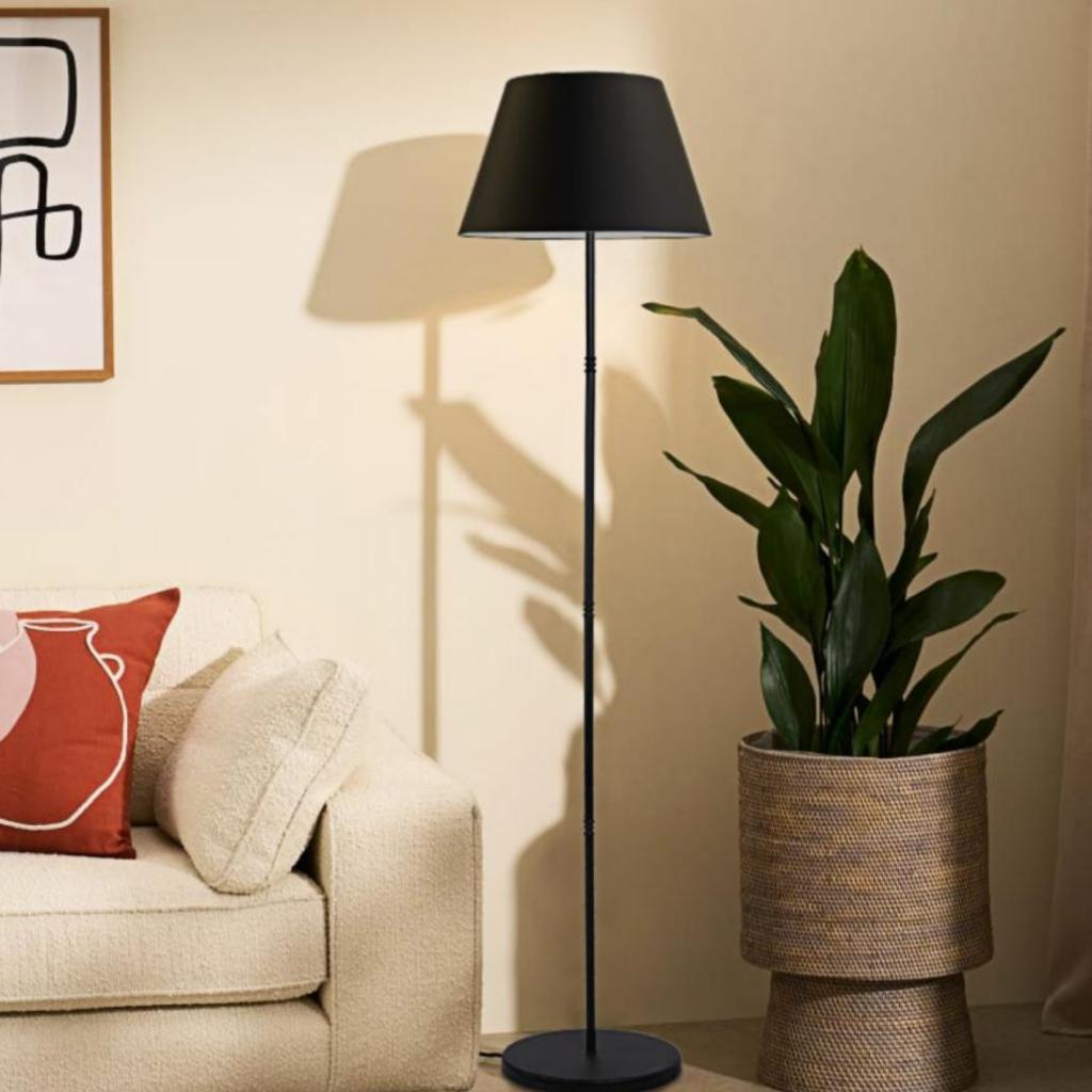 

Черная металлическая ножка, черная коническая ткань, изголовье торшера, угловая лампа для гостиной, спальни