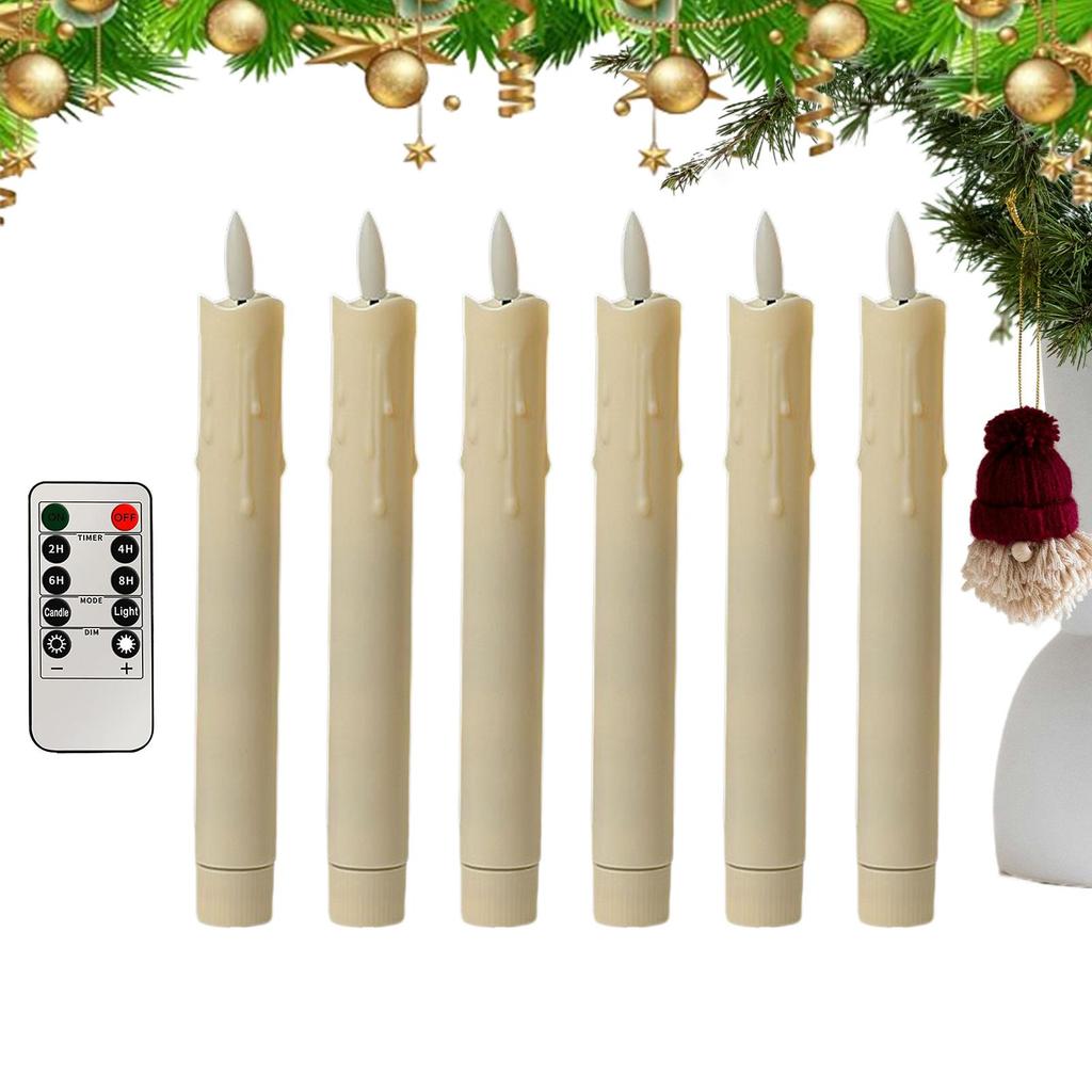 Flameless Candles 6 Pieces with Remote Timer LED Fake Candles Battery Operated for Indoor Outdoor Table Centerpieces Fireplace