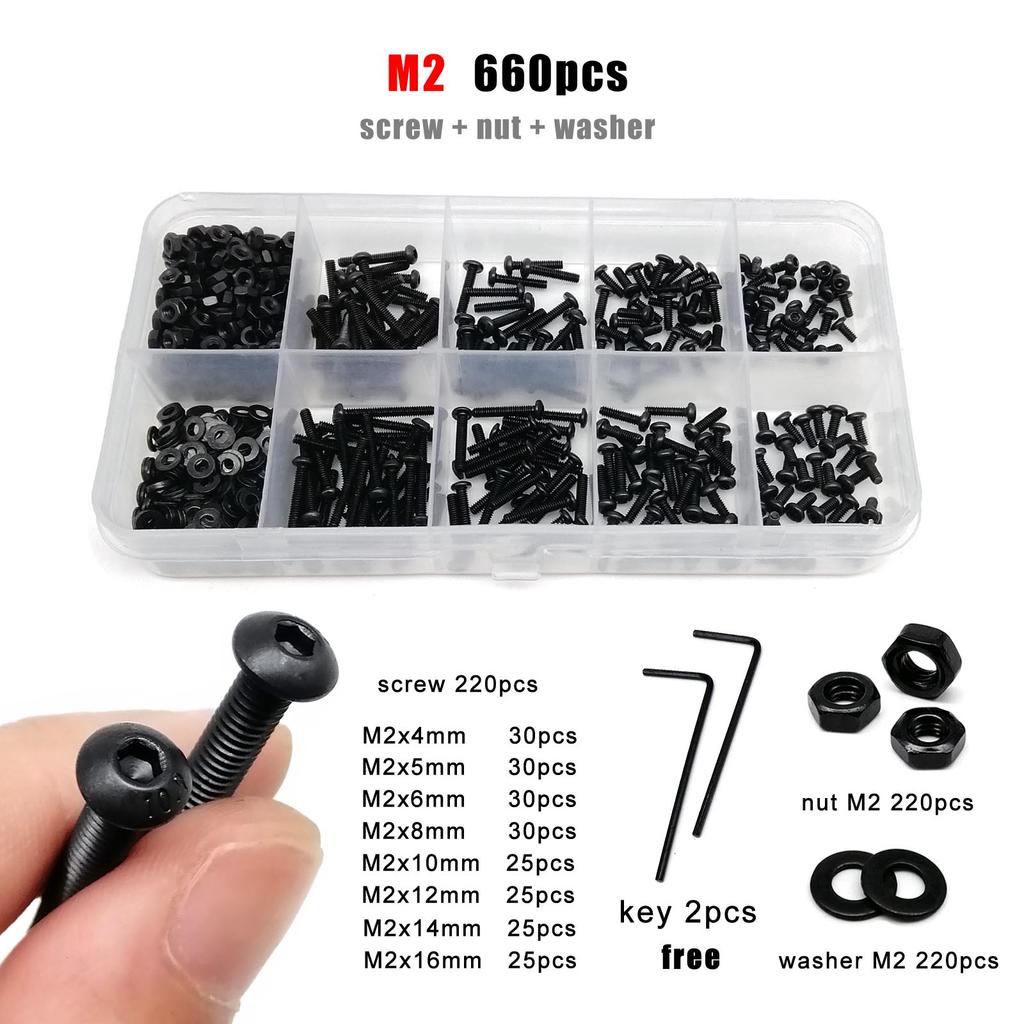 New Metric M3 M4 M5 M6 M8 Black Oxide Socket Button Head Screws - 10.9 Alloy Steel