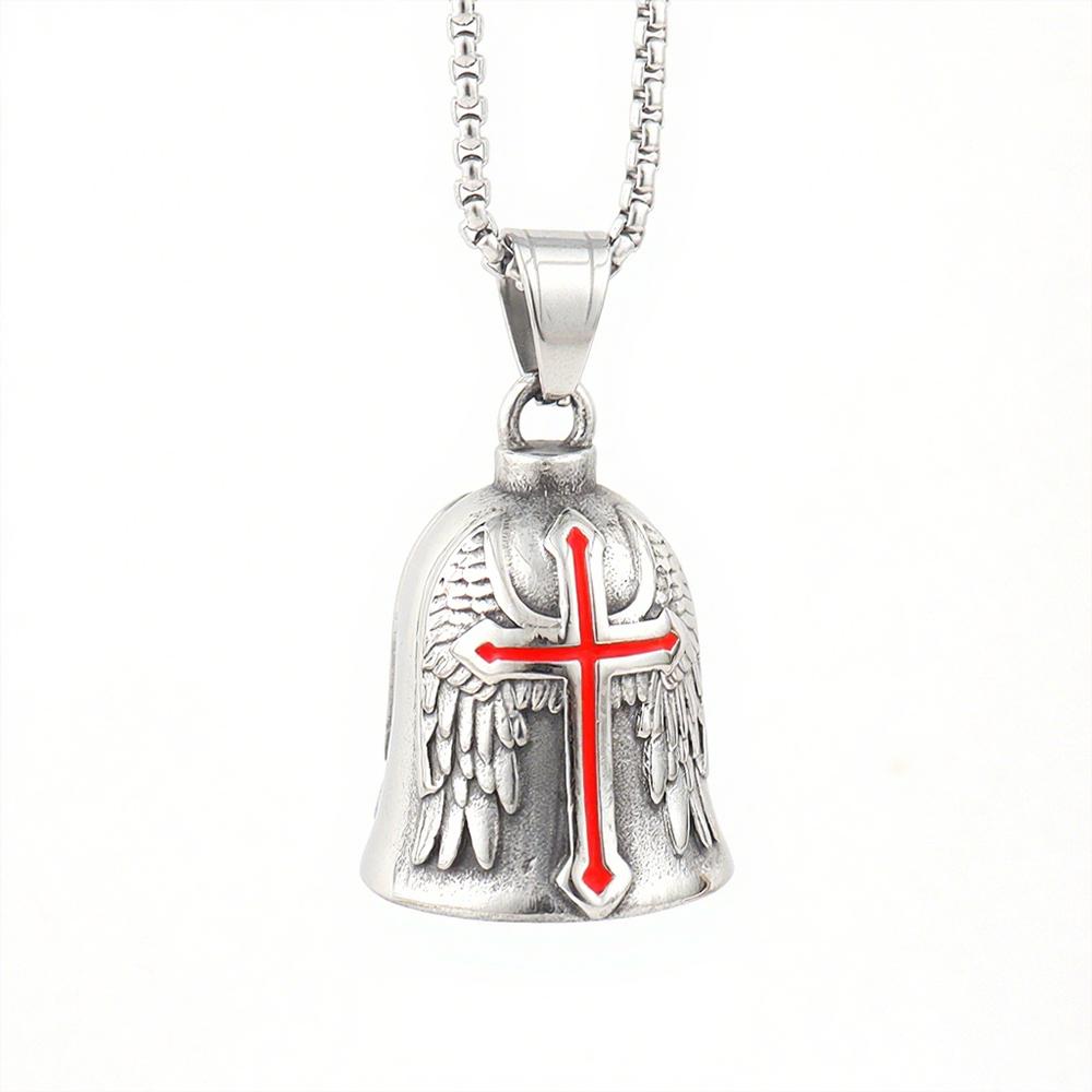 Vintage Stainless Steel Luck Bell Pendant Charm Riding Amulet Necklaces For Men Fashion Motorcycle Hip Hop Rock Party Jewelry