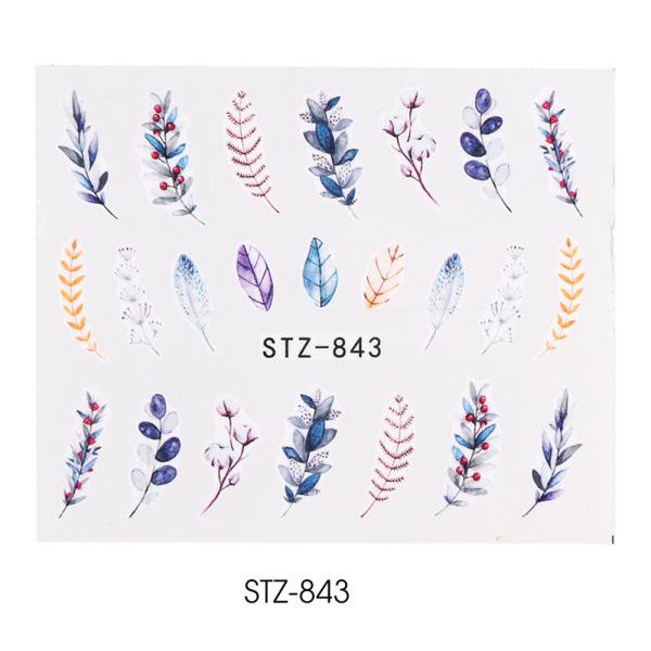 1pc 3D Nail Stickers Spring Summer Natural Flower Leaves Simulation Dried Flower Dragonfly Nail Applique Water Slides Decoration