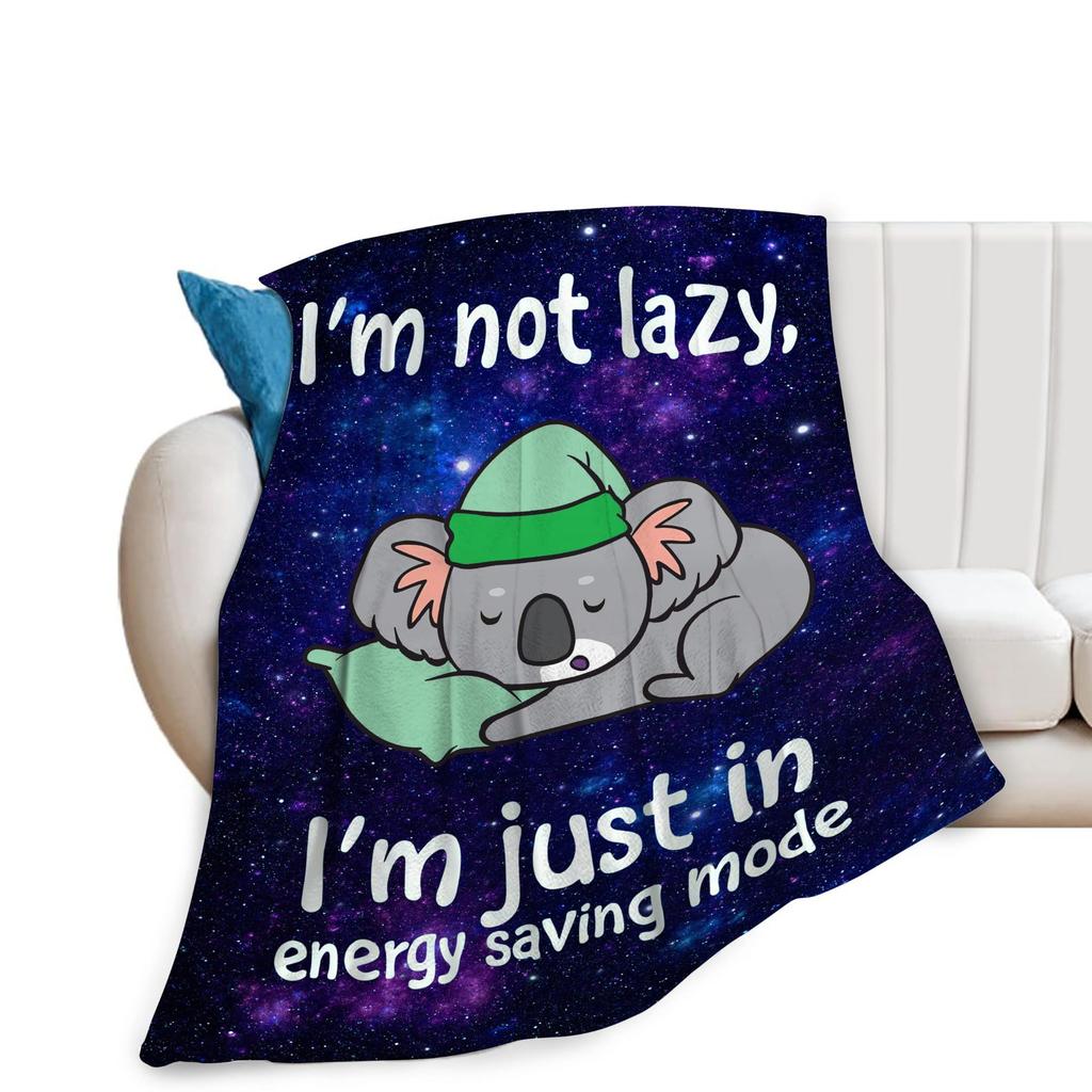 Cute Koala Animal Pattern Blanket Soft Flannel Comfortable Lightweight Suitable for Children Sofa Bedroom Living Room