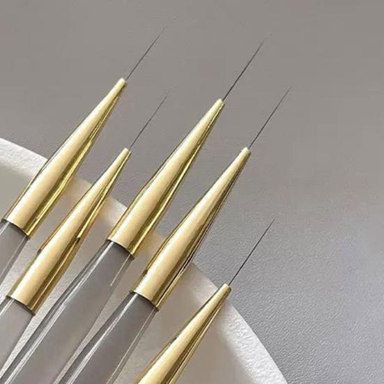 5Pcs/Set Nail Art Pen Acrylic Handle Liner Brush Gel Nail Painting Art Design Pen Long Lines Thin Details Fine Drawing Nail Dotting Painting Tool