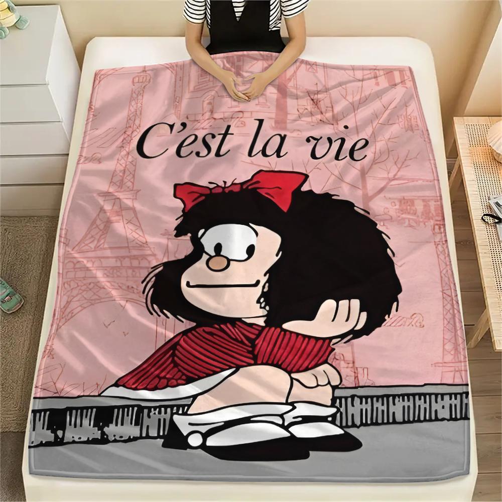 

1PC Mafalda Print Flannel Blanket, High quality All Seasons, Home Decor, Warmth and Comfort, Perfect for Christmas Gifts 80cm x 120cm