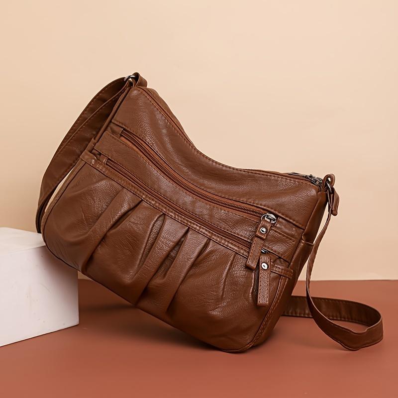 Vintage Multi Layer Crossbody Bag, Retro PU Shoulder Bag, Women's Fashion Handbag & Purse