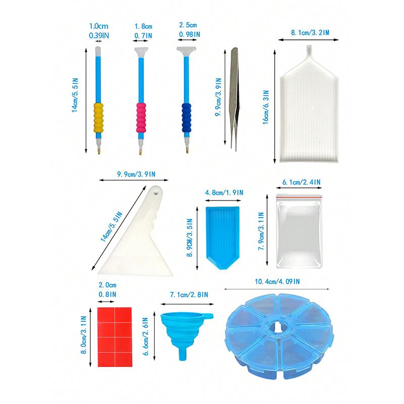 1 set de instrumente de depozitare pentru desen pentru artă cu diamante, set de desen pentru desen cu diamante 5D, pix cu diamant și trusă de instrumente potrivite pentru artă DIY