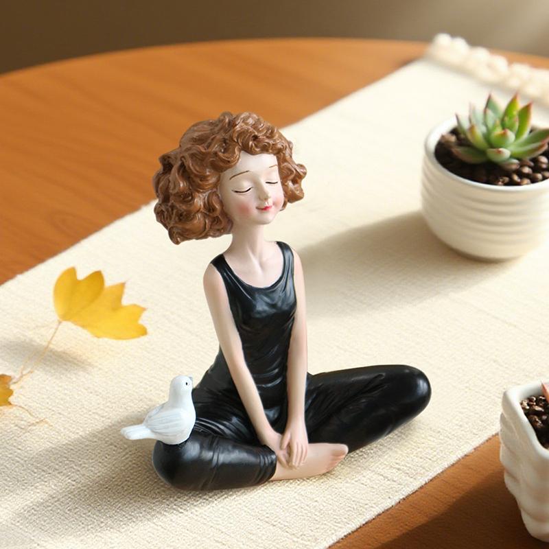Yoga Girl Figurines Yoga Statue Art Sculpture Figure Resin Home Decoration Desk Ornament, Statuette For Your Desk/Bookshelf