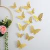3D Hohl Schmetterling Wandaufkleber, Wanddekoration, Wohnzimmer Wandballon-Anordnung, Kreativer Aufkleber mit Goldener Textur