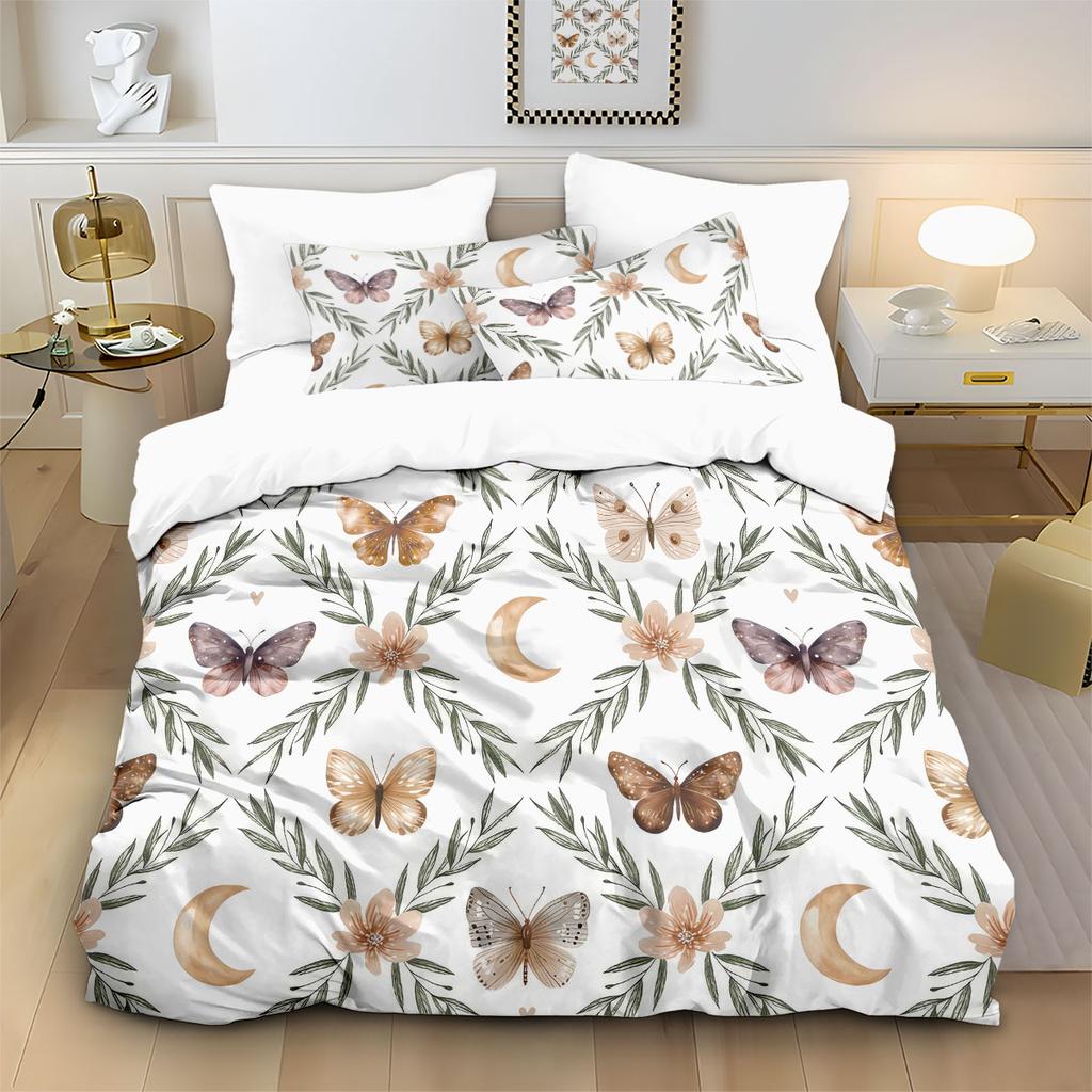 3pcs Spring Beautiful Floral Print Coreless Duvet Cover Set, Multi Size Bedding Decoration, Machine Washable