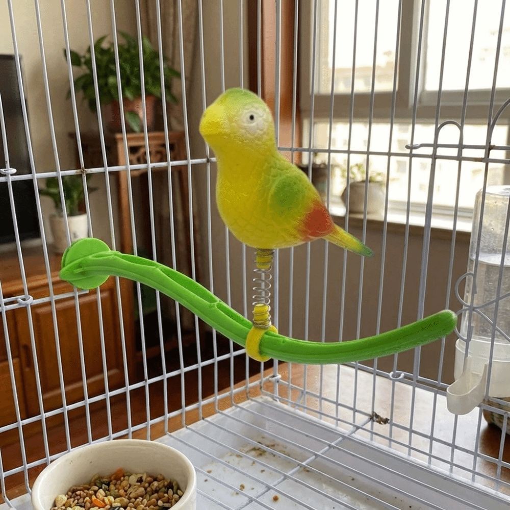 Plastic Swing Perch Toy Simulation Bird Parrot Play Rack Bird Perch Stand  for Bird Cage Aviary