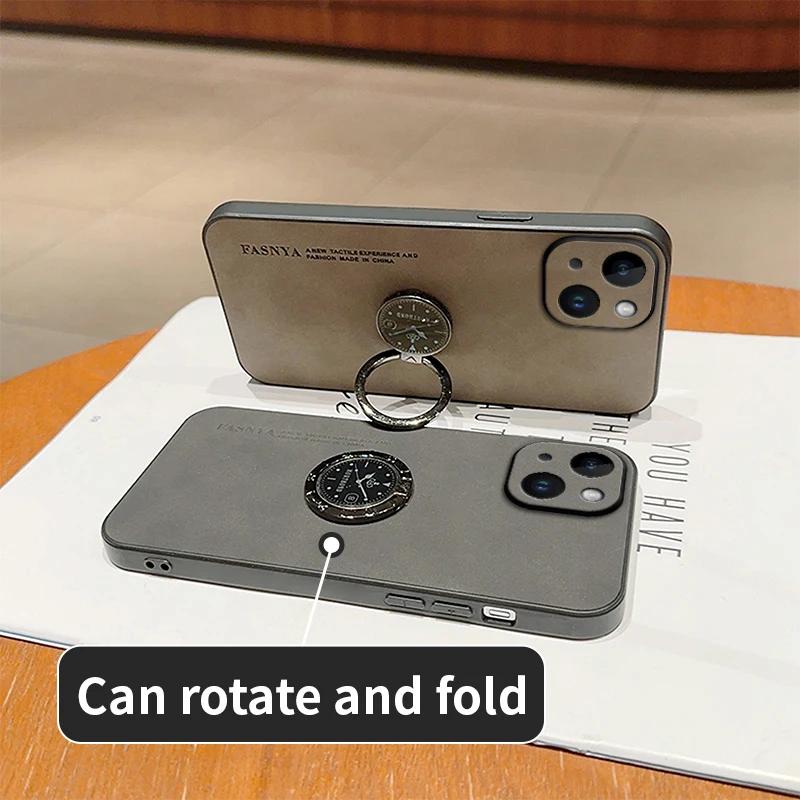 For OPPO Realme GT 7T Sheepskin Leather Magnetic Ring Stand Holder Case For OPPO Realme GT 7T Camera Lens Protection Phone Cover