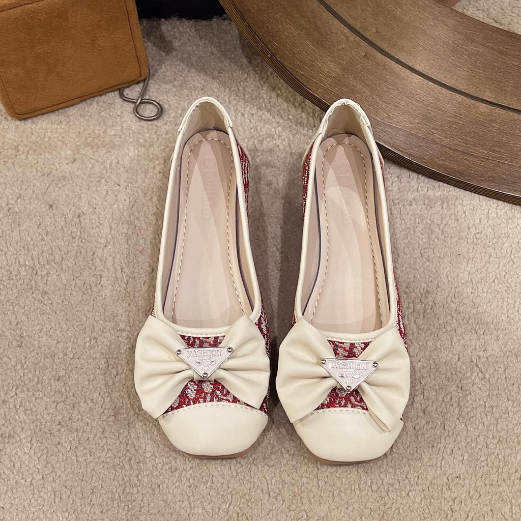 French gentle women's shoes spring and autumn soft soles fairy style celebrity temperament evening Mary Jane shoes Doudou shoes women's single shoes