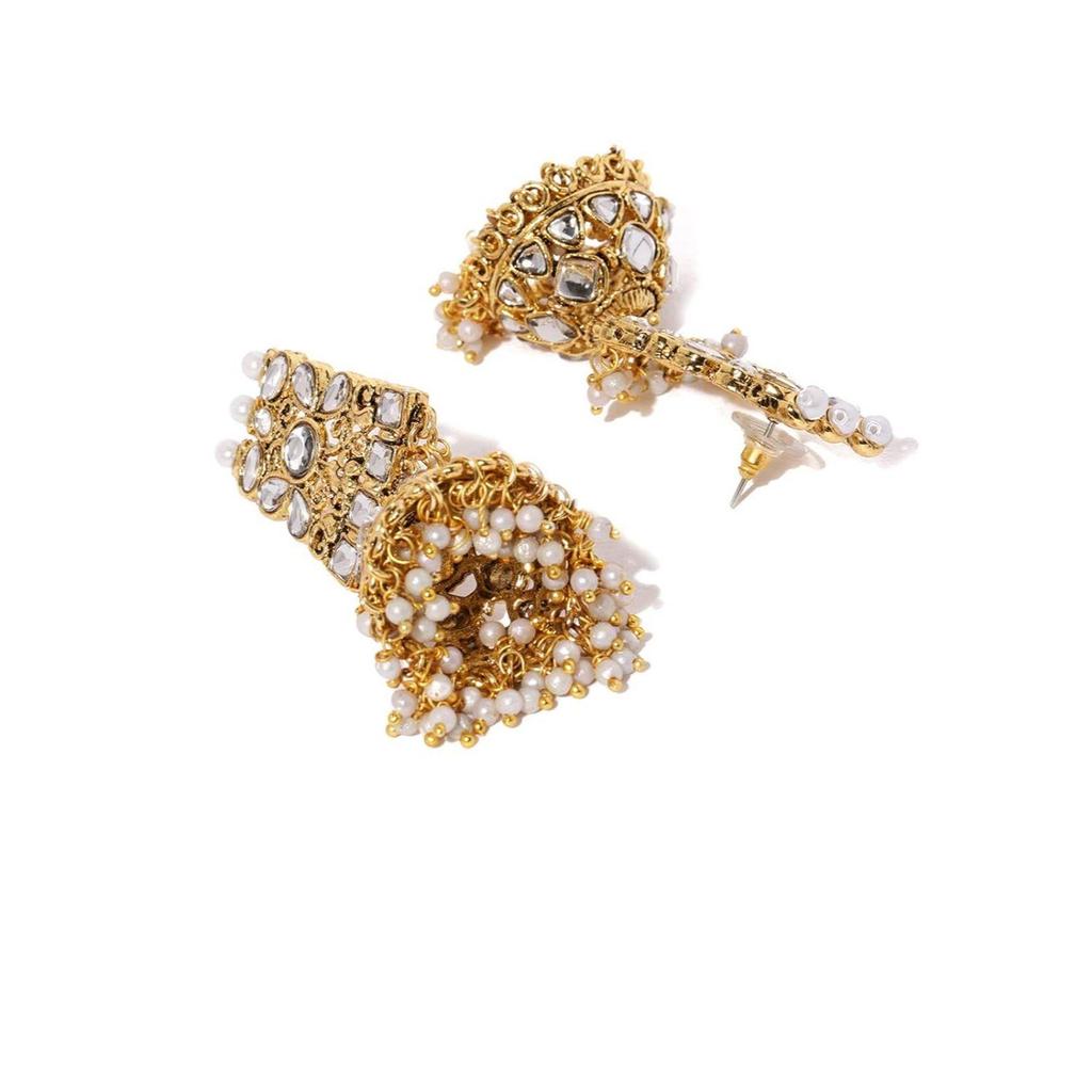 Tone Kundan & Pearls Bridal Choker Necklace Set For Women