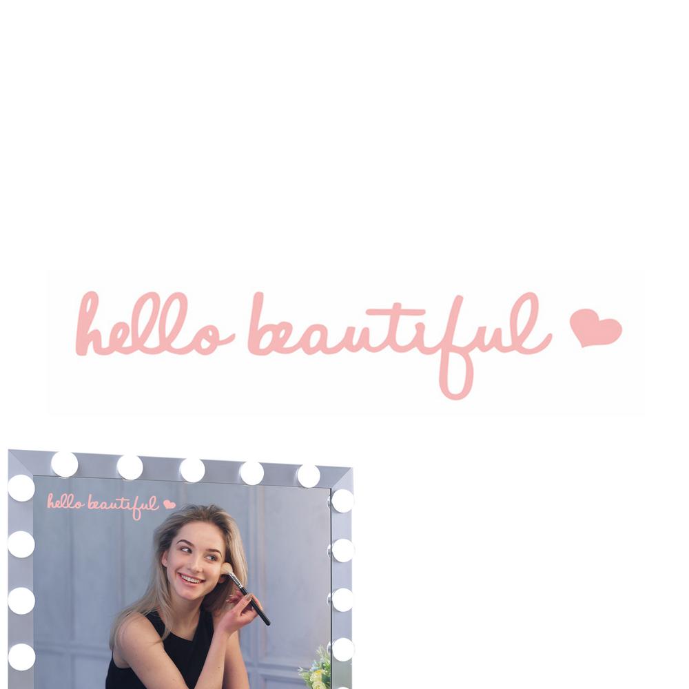 Hello Beautiful Rearview Mirror Decal Waterproof Rear View Mirror Decal Auto Sticker Hello Beautiful Sign Chic Car Decal
