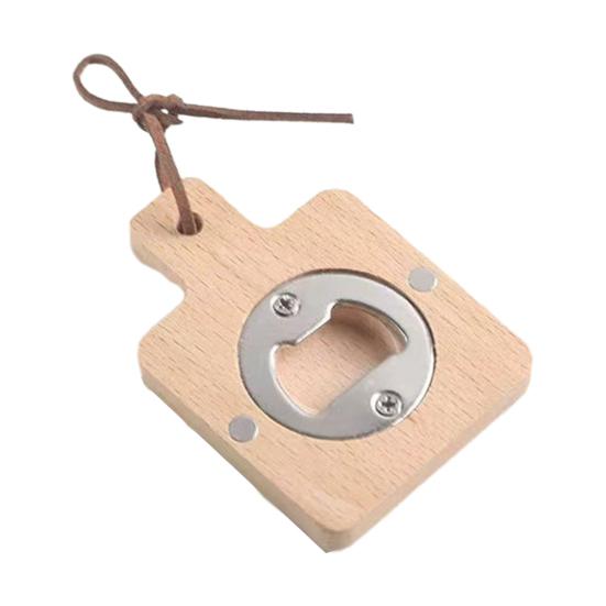 Wooden Magnetic Bottle Opener, Rustic Beer Cap Remover with Strong Magnet, Wall Mount Refrigerator Opener for Home Bar Gift