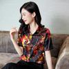 Summer 2025 Mulberry Silk Top: Hangzhou Short-Sleeve Dress for Middle-Aged Women, Printed Design, Large Size