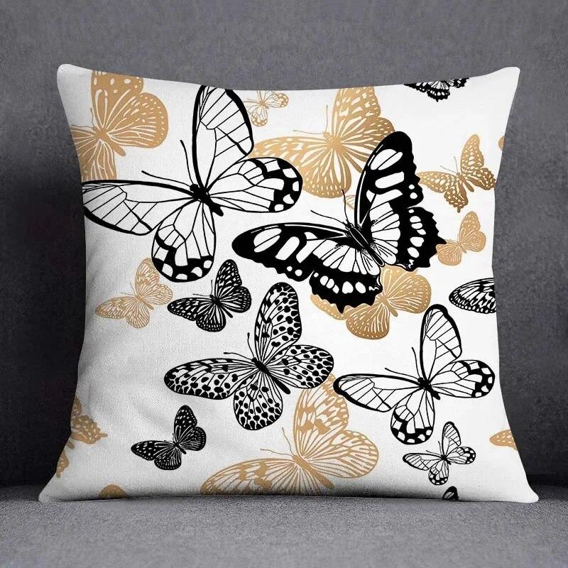 Fronha de almofada quadrada borboleta retrô para decoração de casa e escritório