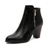 Fashion Women's Boots Chunky Heel Womens Ankle Boots Pu Leather Non Slip High Heels Side Zip Fashion Women Shoes Retro Zapatos De Mujer