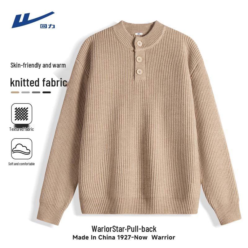 Warrior Men s American Retro Henley Knit Sweater XL