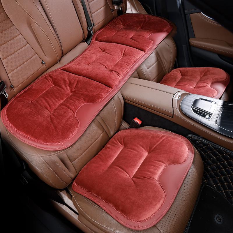 Luxury Flannel Winter Plush Car Seat Cushion for Mercedes-Benz & BMW - Thick, Warm, Three-Piece Rear Set