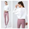 VeroMan Yoga Long Sleeve Loose Short Stylish Wear, Top, Fit, Length, Cotton, Fitness, Gym, Ppi-lse9 (White, L)