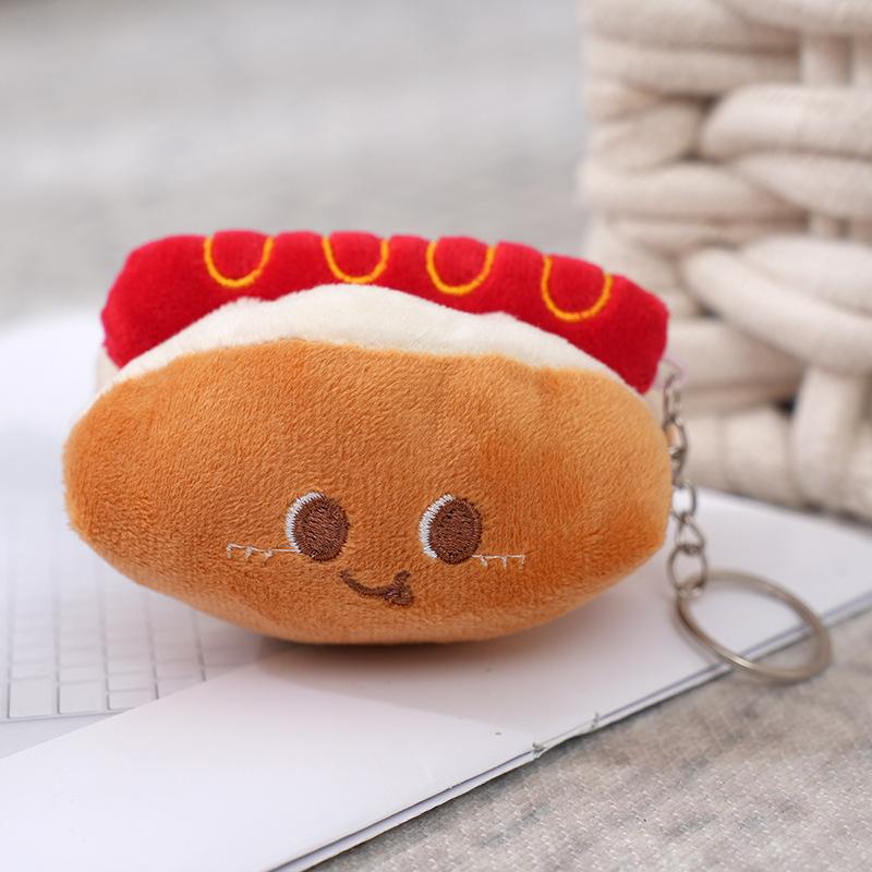 Hamburg Hot Dog Chicken Thighs Plush Pendant Small Doll Grabber Doll School Bag Pendant Keychain Mini