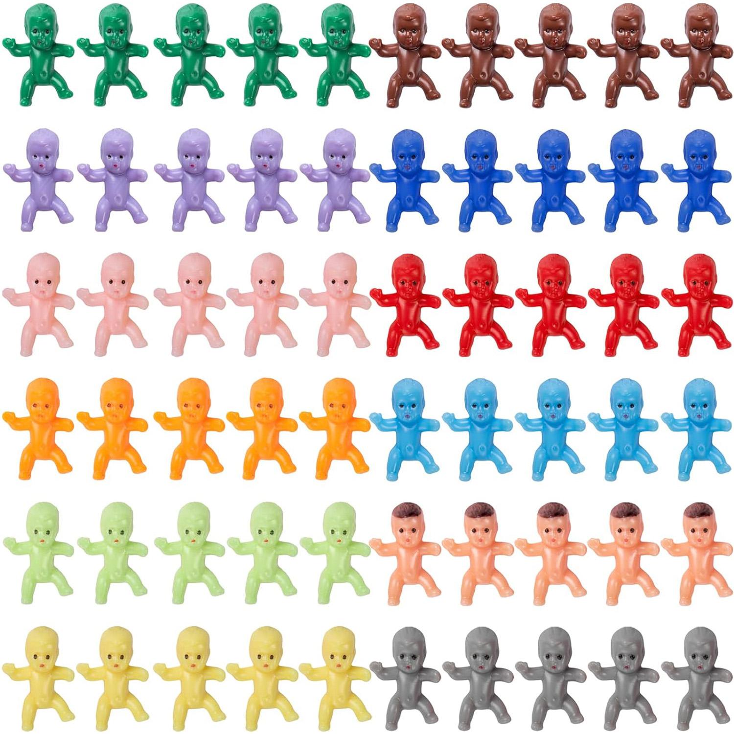 

60 Мини Пластиковых Маленьких Детей 12 Цветов Крошечные Фигурки для Вечеринки в честь будущего ребенка Игра с кубиками льда Оптом Маленькие Куклы для Королевского пирога 1 Дюйм Декор для торта