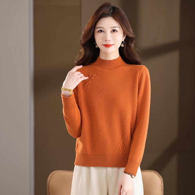 Women's 100% Pure Wool Thick Mock Neck Sweater