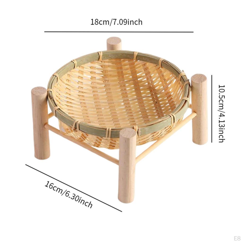 Bambuskorb Tablett Brot Handgeflochten Abnehmbar Servieren Obst für Snacks Frühstück
