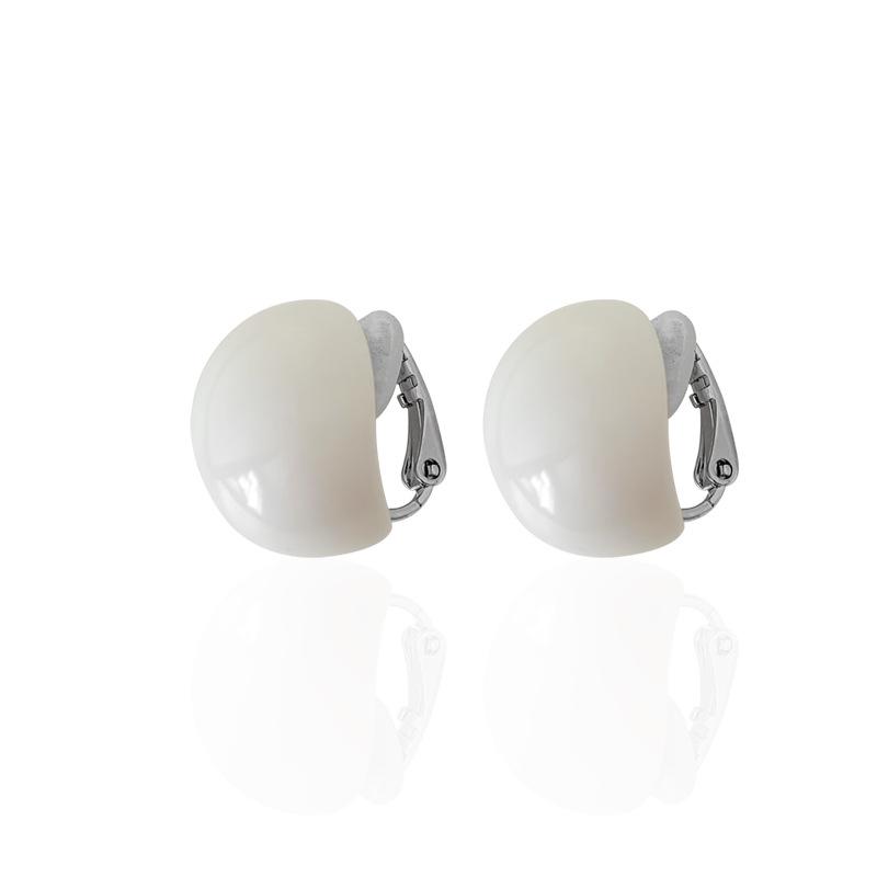 Door Simple Geometric Ball Resin Ear Clips Cream No Pierced Earrings Dopamine Earrings