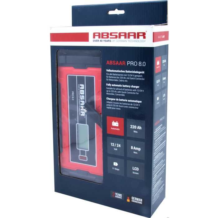 Chargeur de batterie - pro - 8.0 - 12/24 volt - 8a - universel - rouge