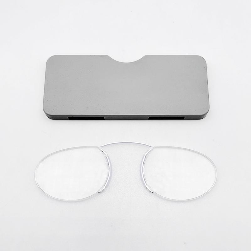 May Flower Rimless Foam Nose Clip On Reading Glasses Mini Portable Lazy Glasses With Alloy Case Men Women +1+1.5+2+2.5+3