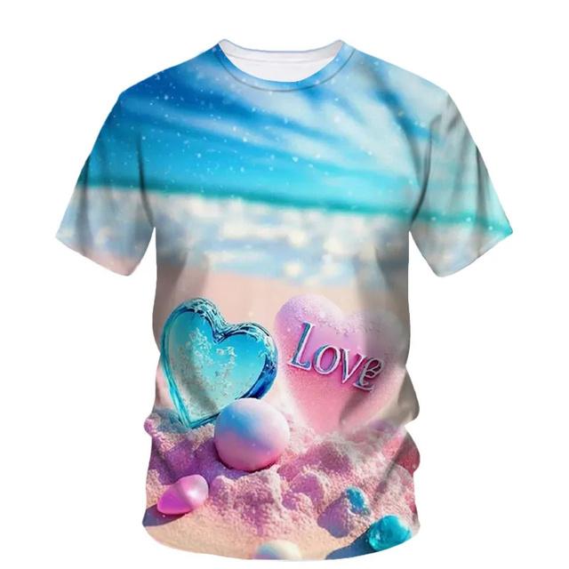 Sommer 3D Schöne Strand Ansicht Druck T Shirt Star Fish Asteroidea Grafik T-shirts Für Männer Mode T-shirts Kleidung