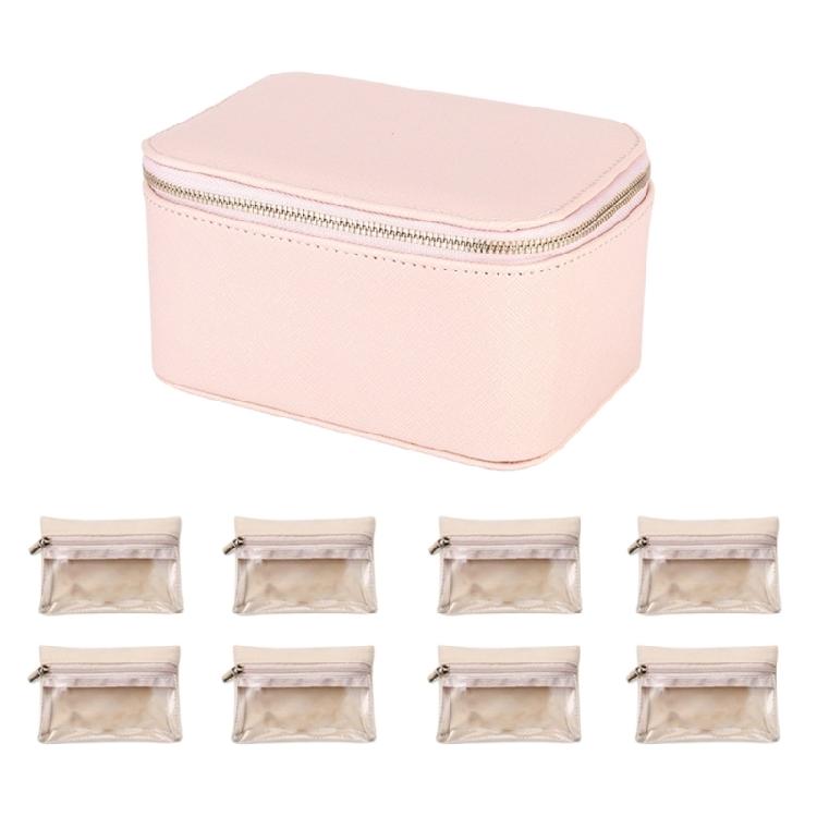 Stylish Faux Leather Jewelry Keeper Portable Jewelry Organizers Box Travels Friendly Jewelry Container with 8 Pockets