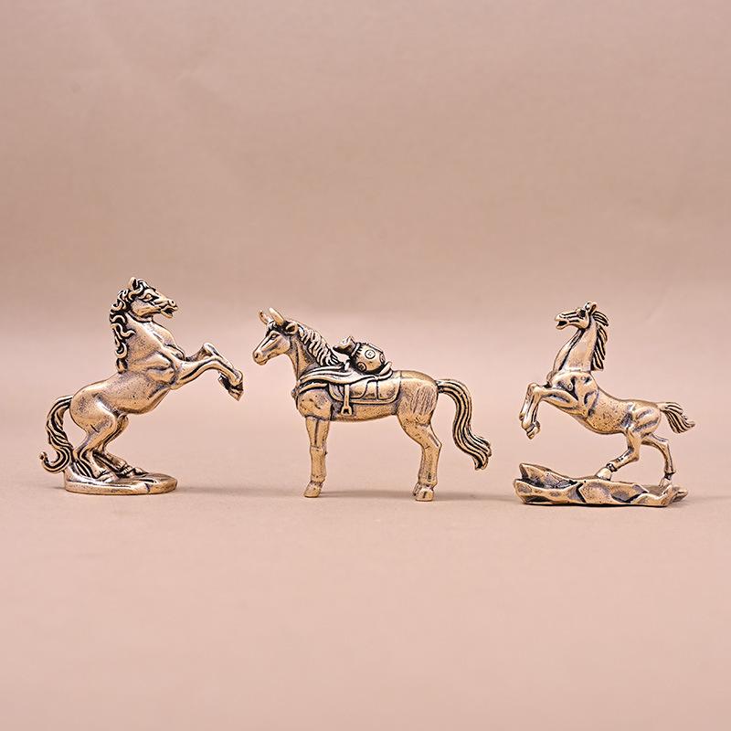 1Pcs Animal Sculpture Successful Craftwork Copper Horse Figure Home Decor For Office Living Room Coffee Table Desktop Decoration