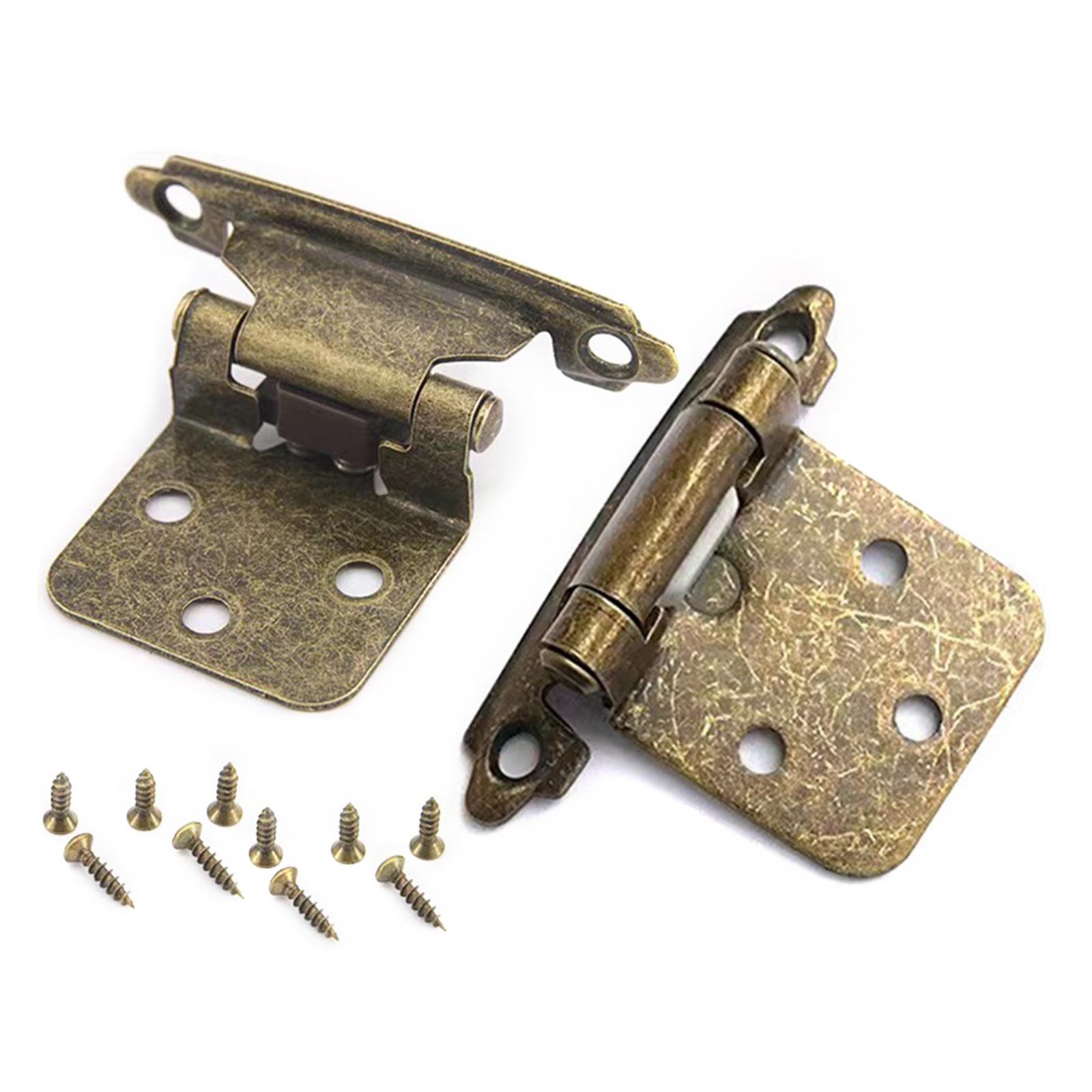 

Винтажные металлические петли для дверцы шкафа, накладные самозакрывающиеся петли, традиционные латунные петли для кухонных шкафов 1