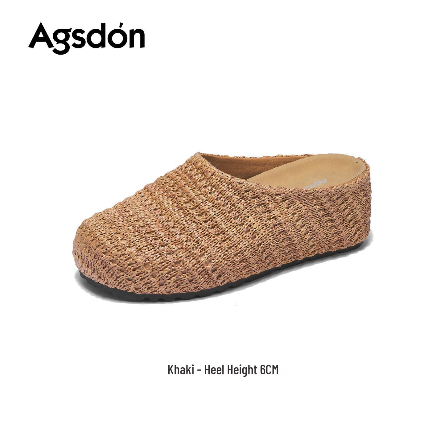 Aogushi Women s Thick-Soled Closed-Toe Slippers, 2026 Spring/Summer Woven Sandals for Pregnant Women 38 хаки