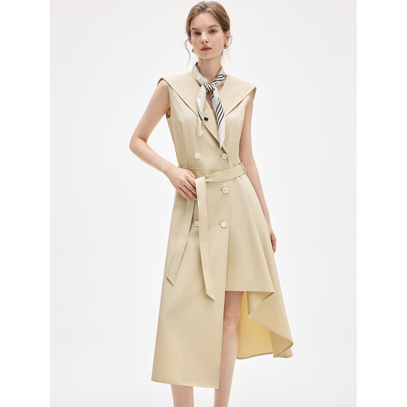 ELLE Women s Sleeveless Trench-Style A-Line Dress L