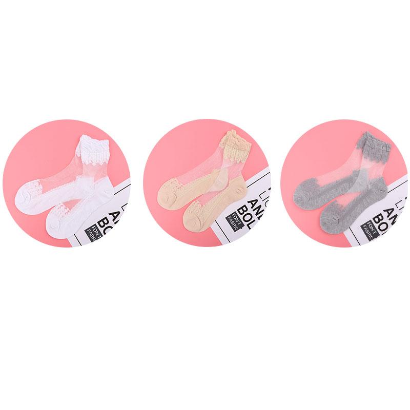 3/5 Pairs New Product Crystal Silk Tide Socks Women Breathable Sexy Black Lace Girls Nylon Casual High Quality Sox New Year Gift