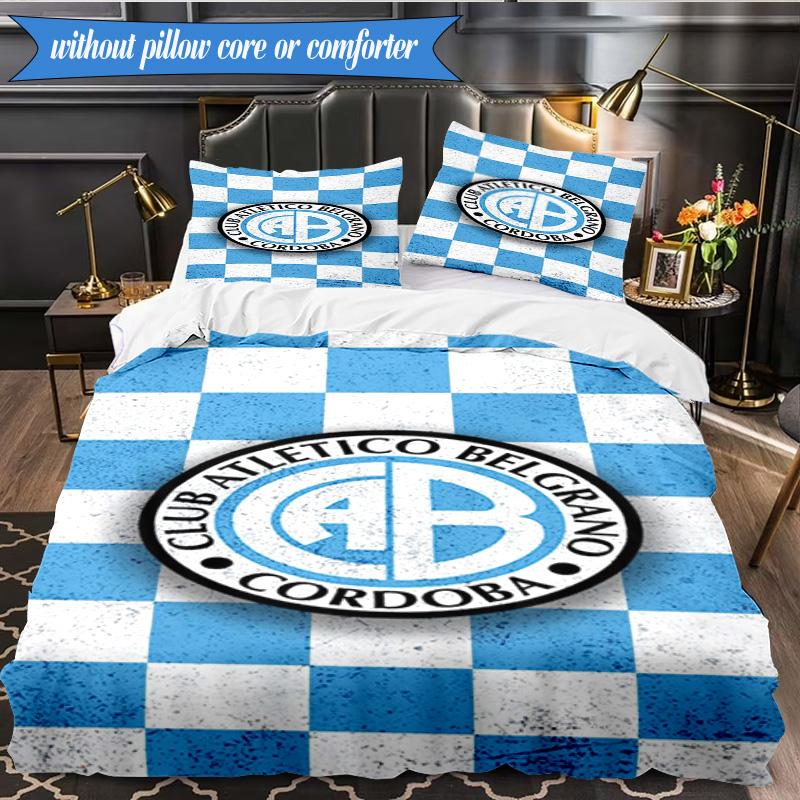 Atletico Belgrano Crest 3pcs Bedding,Including 1pc Duvet Cover And 2pcs Pillowcases Perfect for Christmas,Ideal for Bedroom, Dormitory