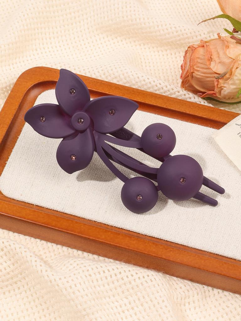 Clame de păr elegante cu flori mate și diamant, agrafe de păr mate pentru femei fete păr creț, accesorii de păr simple tip cioc de rață