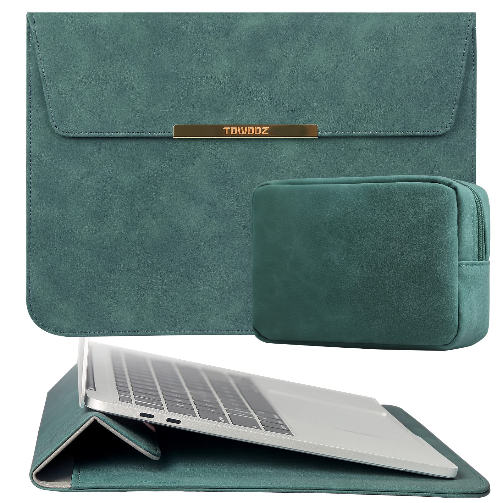 

TOWOOZ Складна сумка для Macbook Сумісна з і M3 Магнітна кишеня для зберігання Чохол для ноутбука для Macbook з підставкою для ПК 13-дюймовий Air/Pro (13-13.6 дюймів), зелений