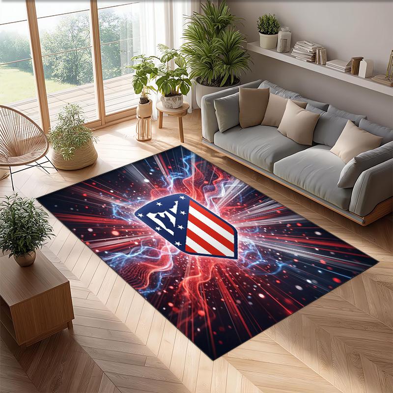 Atletico Madrid Printed Flannel Area Rug Non Slip Soft Polyester Floor Carpet Indoor Decor Mat for Bedroom Living Room Sofa Game Room Home Decoration