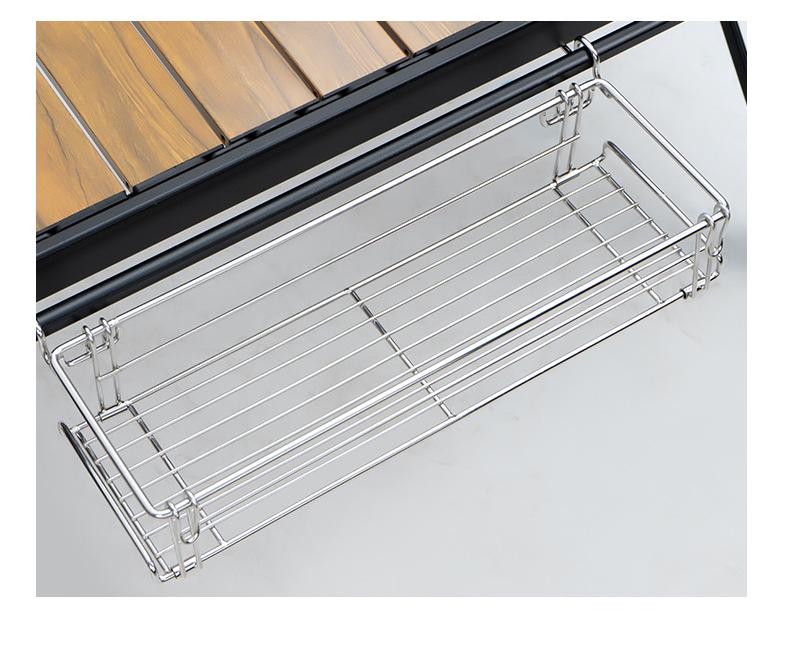 CLS Outdoor IGT Aluminum Folding Table with Hanging Rack and Portable Storage Basket