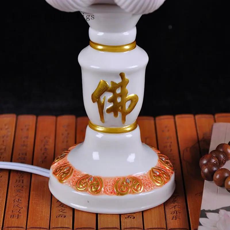 Chinesische klassische handgefertigte Keramik-Kerzenständer, simulierter Buddha-Kerzenständer, für den Haushalt, dauerhafte Kerze, buddhistisches Zubehör, 2 Stück